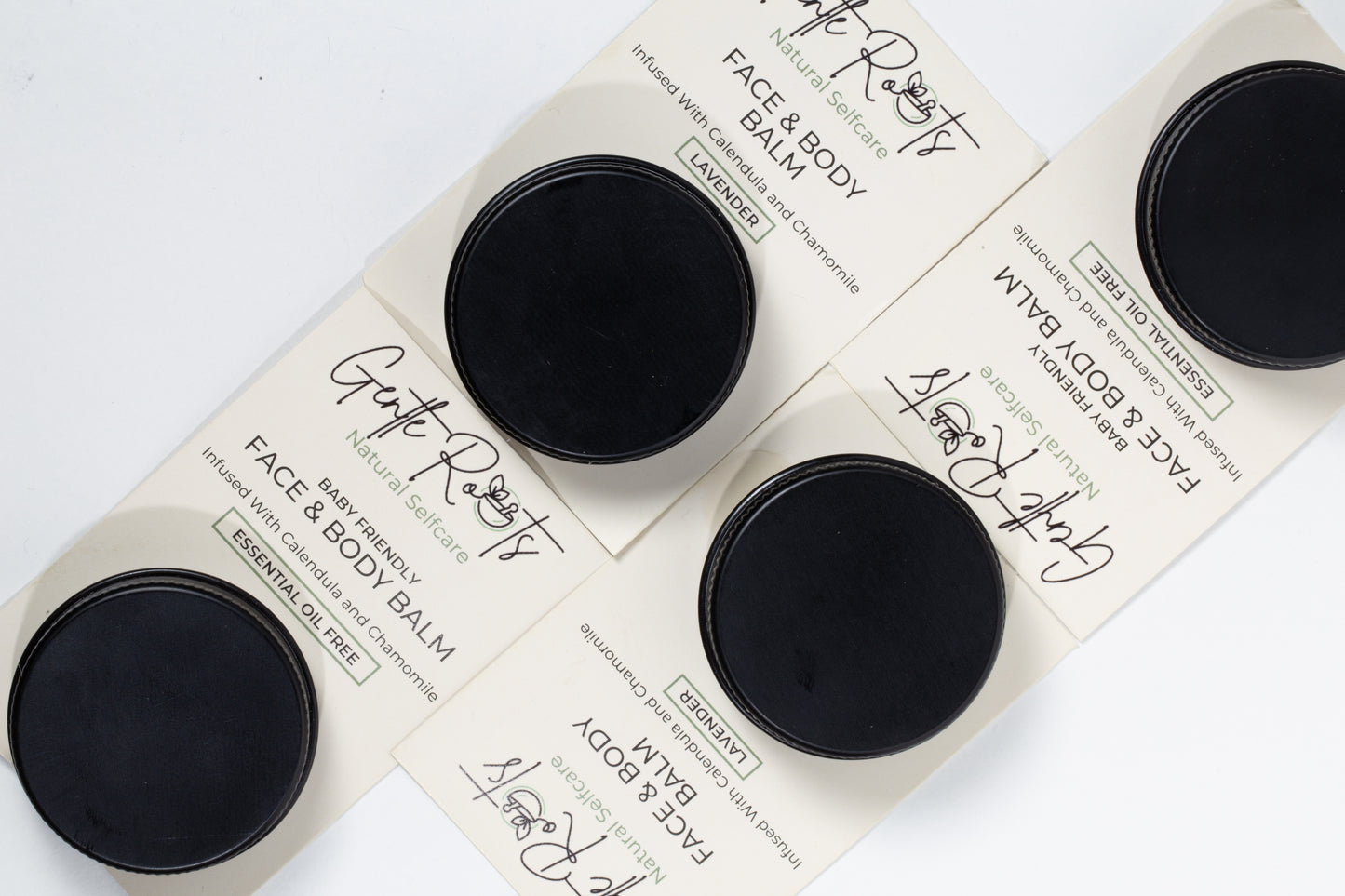 Gentle Roots Mini Face & Body Tallow Balms – Baby Friendly and Lavender, natural multipurpose balms infused with calendula and chamomile.