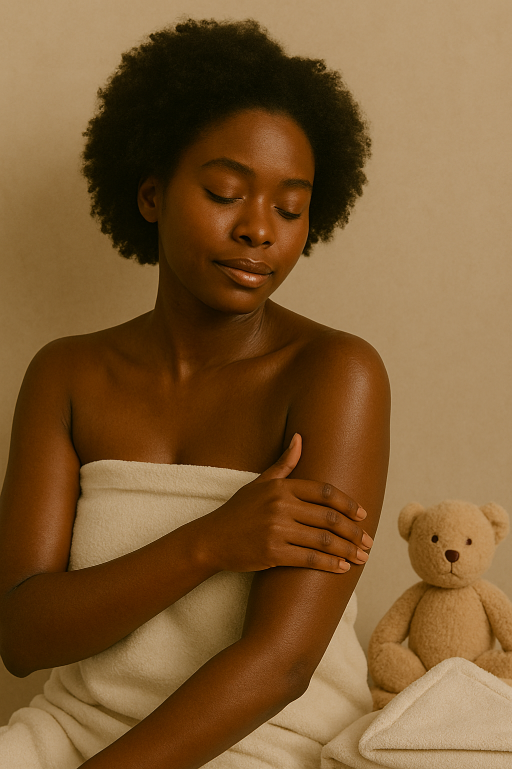 Woman applying Gentle Roots Lavender Face and Body Tallow Balm infused with calendula and chamomile for soft, nourished skin