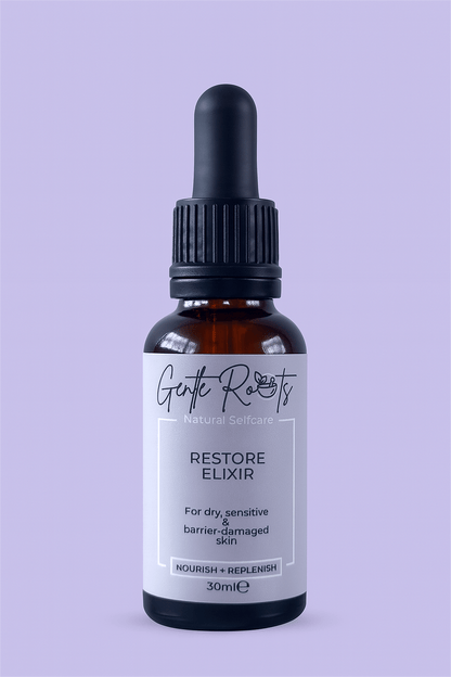 Restore Elixir – Natural skincare for dry, barrier damaged or sensitive skin by Gentle Roots – natural, non-toxic skincare handmade in the UK