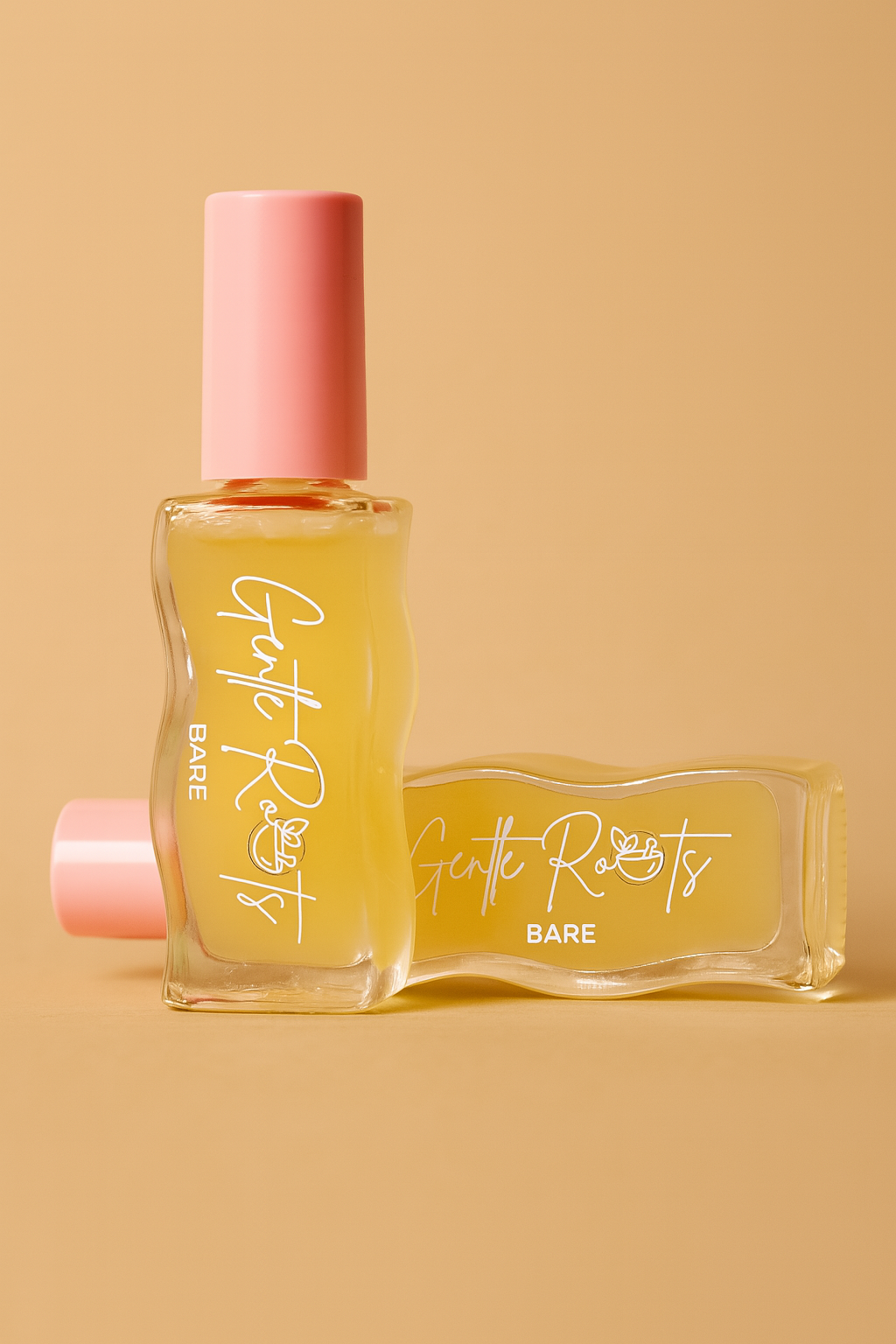 Gentle Roots Nourish Lip Oil Clear, Bare variant on neutral background, nourishing and glossy finish.
