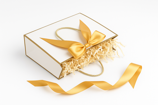 Bloom & Baby Bundle gift box with golden ribbon bow