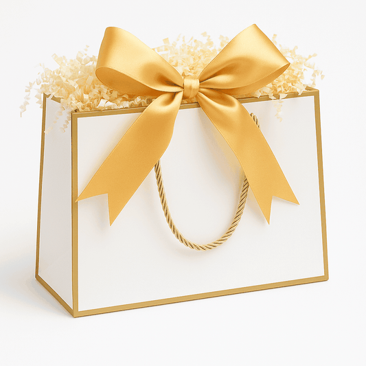 Gentle Roots luxury gift bag with gold ribbon and eco-friendly packaging.