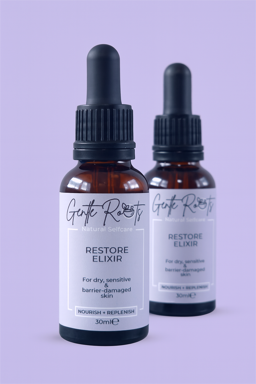 Restore Elixir duo bottles for sensitive skin barrier support